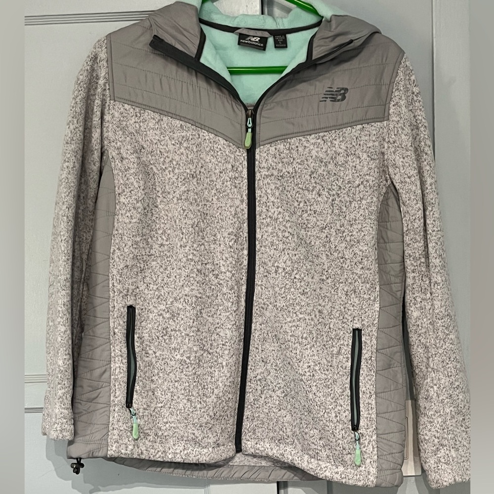 New Balance Gray and Green Hooded Jacket